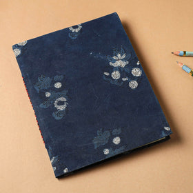 Blue Bagru Fabric Cover Handmade Paper Notebook