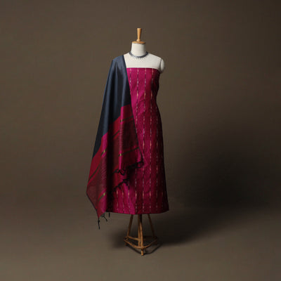 Pochampally Ikat Silk Cotton 3pc Unstitched Dress Material Suit Set 19