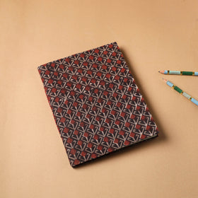 Maroon Bagru Fabric Cover Handmade Paper Notebook
