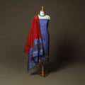 Blue - Pochampally Ikat Silk Cotton 3pc Unstitched Dress Material Suit Set 57