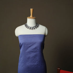 Blue - Pochampally Ikat Silk Cotton 3pc Unstitched Dress Material Suit Set 57