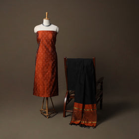 Pochampally Ikat Silk Cotton 3pc Unstitched Dress Material Suit Set 20