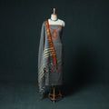 Grey - Ilkal Kasuti Embroidery Cotton 3pc Unstitched Dress Material Suit Set 14