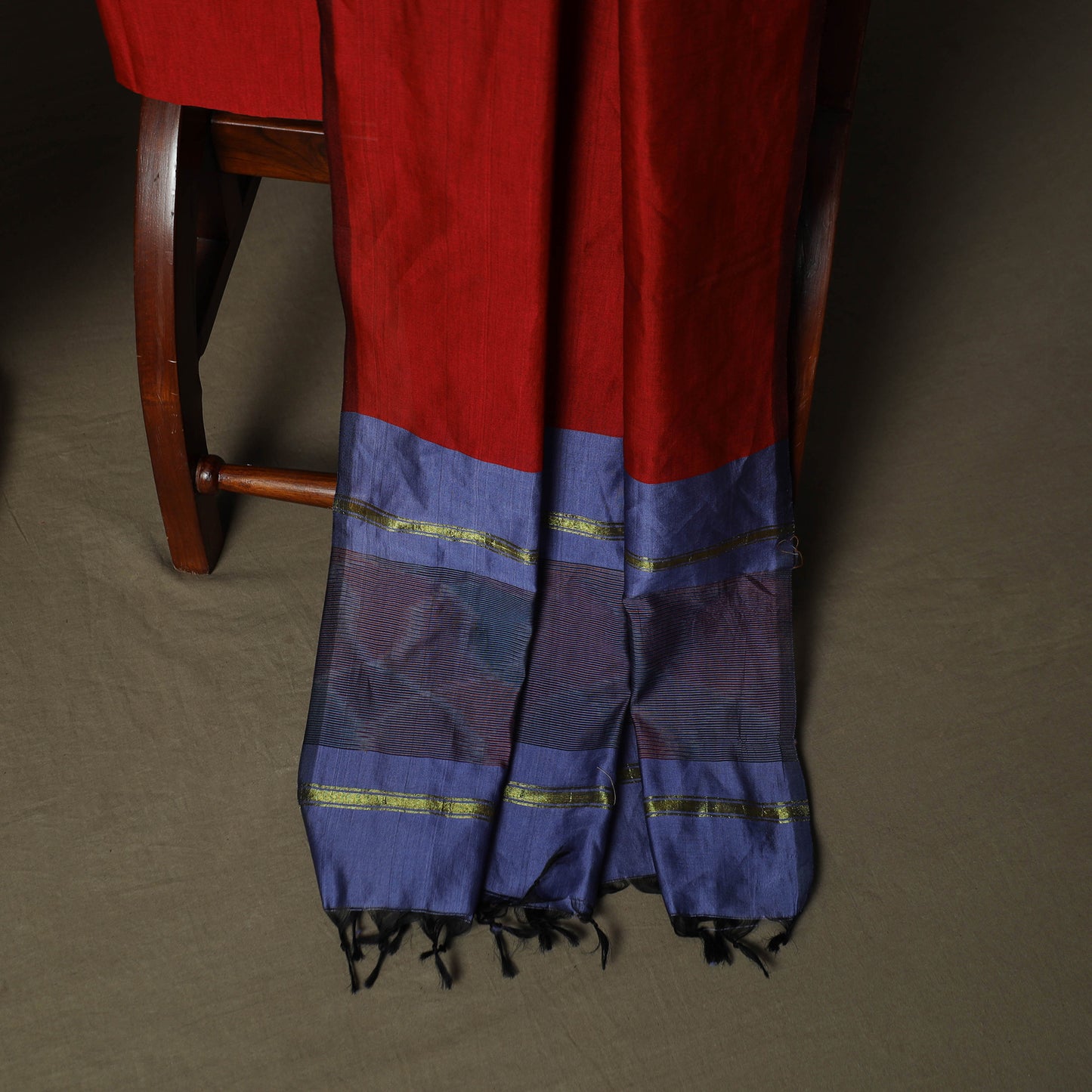 Blue - Pochampally Ikat Silk Cotton 3pc Unstitched Dress Material Suit Set 57