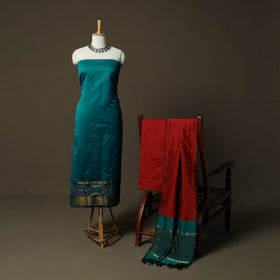 Pochampally Ikat Silk Cotton 3pc Unstitched Dress Material Suit Set 53