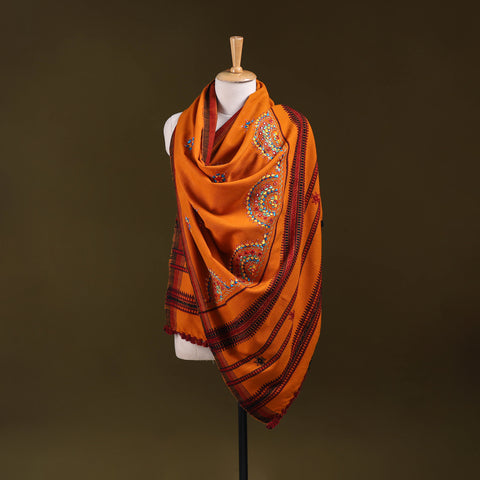 Kutch Mirror Work Handwoven Neran Hand Embroidery Acrylic Wool Shawl 85