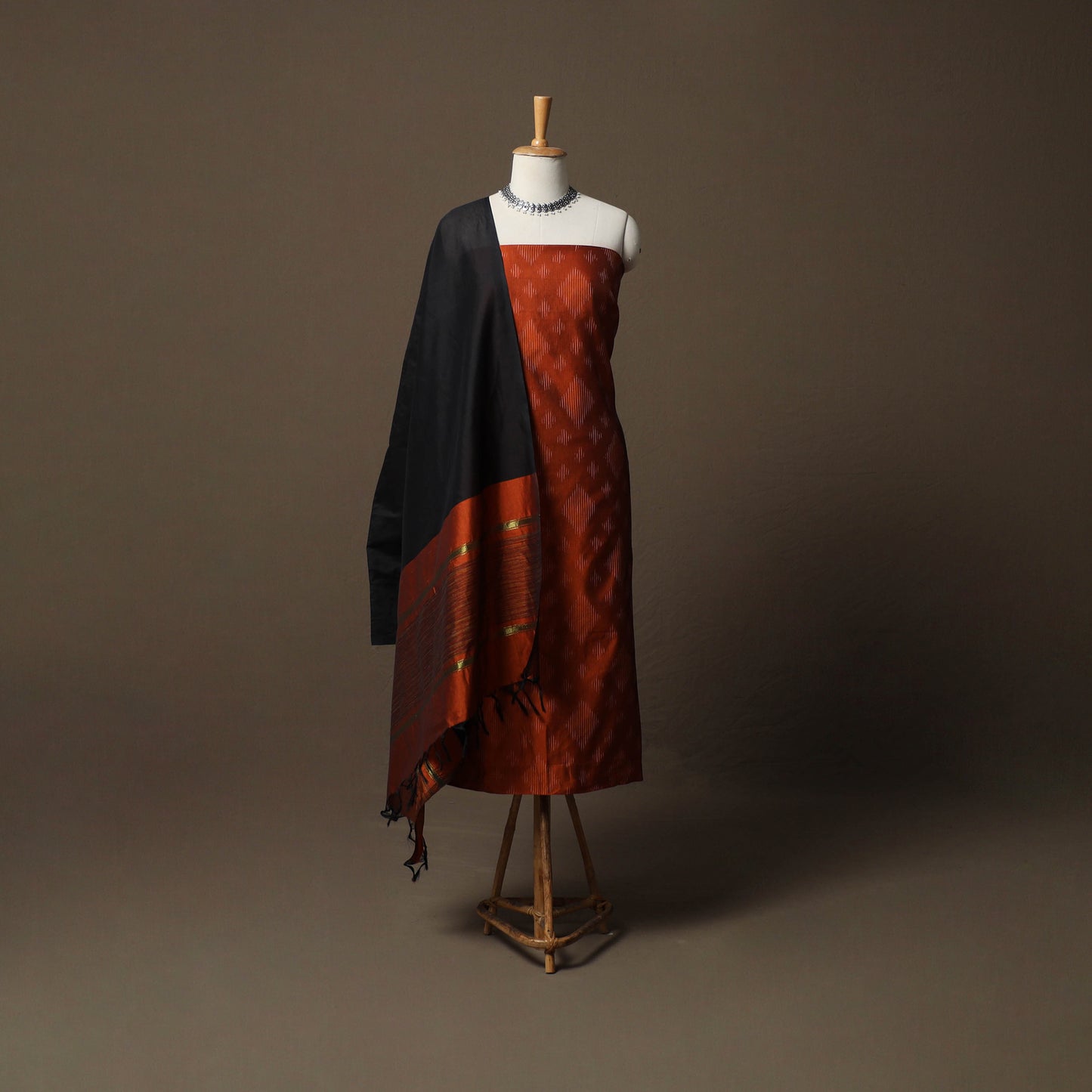 Pochampally Ikat Silk Cotton 3pc Unstitched Dress Material Suit Set 20