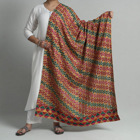 Multicolor - Phulkari Hand Embroidery Cotton Dupatta