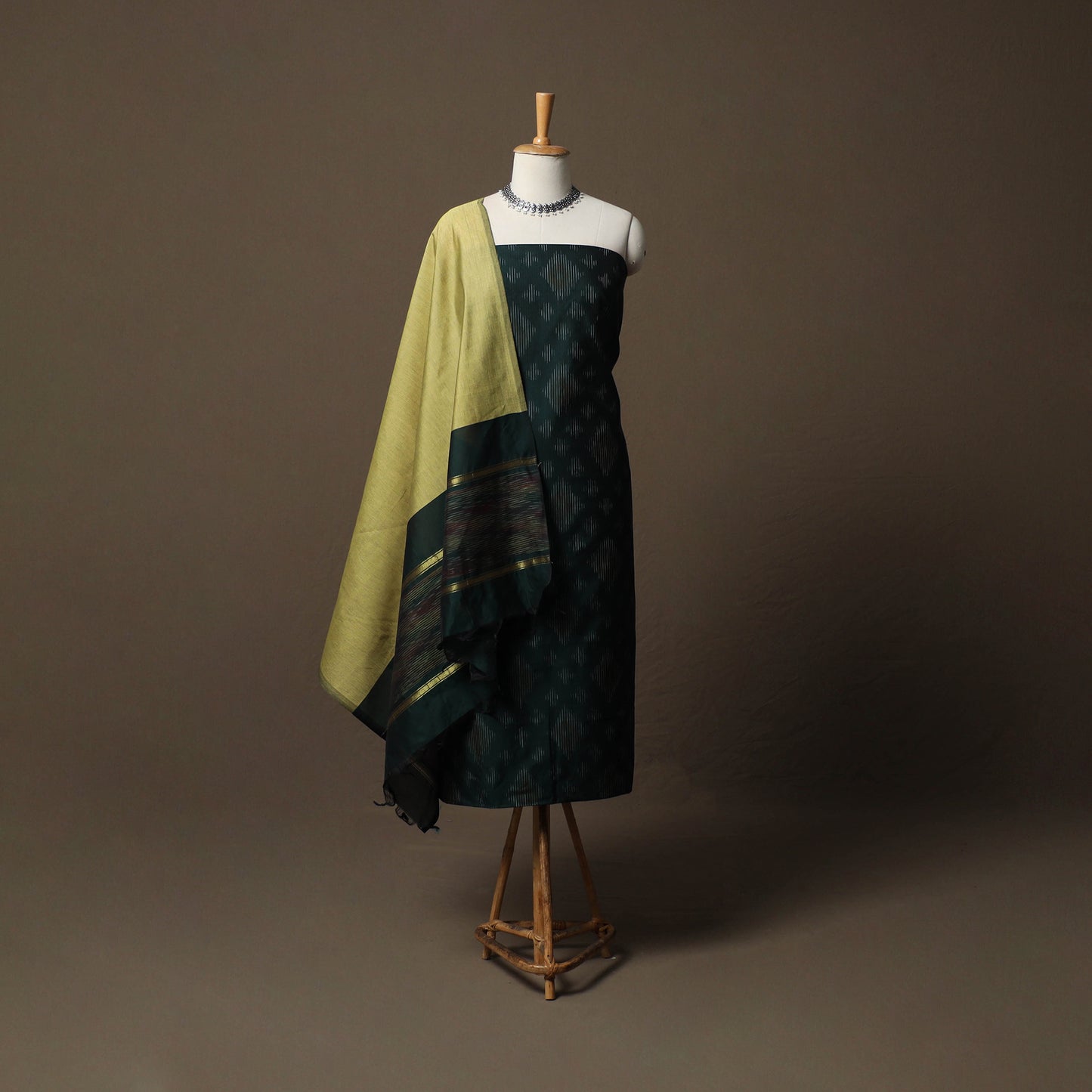 Pochampally Ikat Silk Cotton 3pc Unstitched Dress Material Suit Set 21