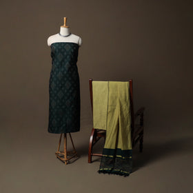Pochampally Ikat Silk Cotton 3pc Unstitched Dress Material Suit Set 21