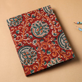 Red Bagru Fabric Cover Handmade Paper Notebook