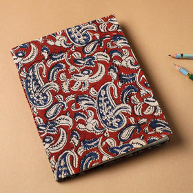 Red Bagru Fabric Cover Handmade Paper Notebook
