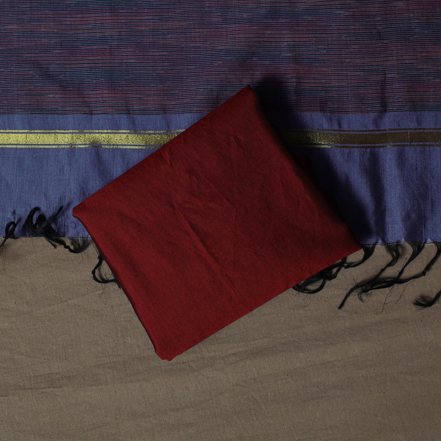 Pochampally Ikat Silk Cotton 3pc Unstitched Dress Material Suit Set 22
