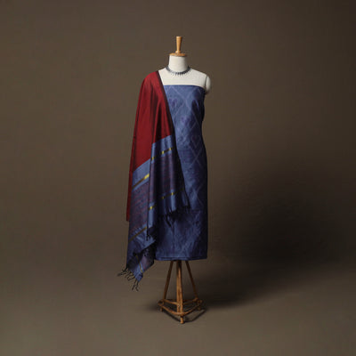Pochampally Ikat Silk Cotton 3pc Unstitched Dress Material Suit Set 22