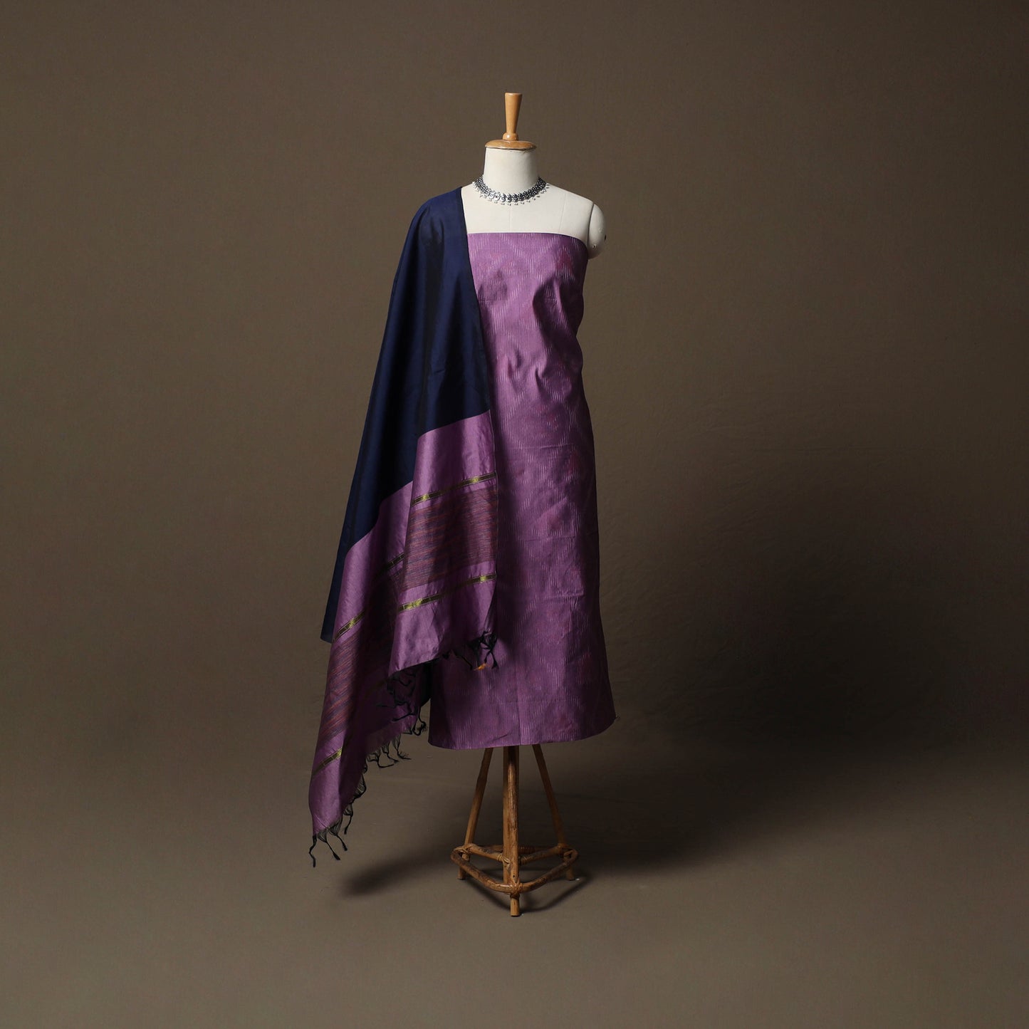 Pochampally Ikat Silk Cotton 3pc Unstitched Dress Material Suit Set 23