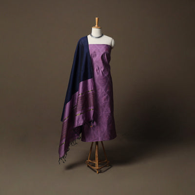 Pochampally Ikat Silk Cotton 3pc Unstitched Dress Material Suit Set 23