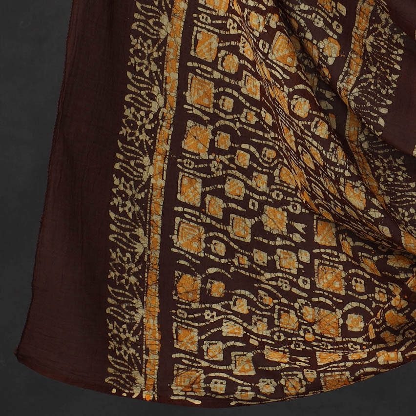 Brown - Kutch Print Cotton 3pc Batik Dress Material 28