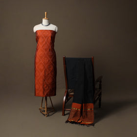 Pochampally Ikat Silk Cotton 3pc Unstitched Dress Material Suit Set 24