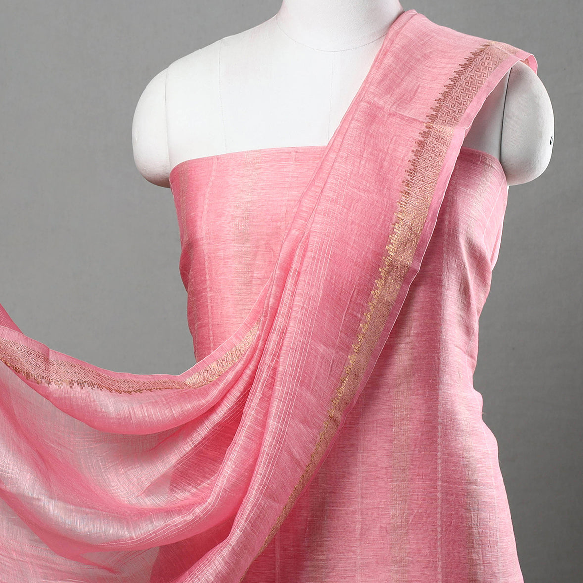 3pc Linen Silk Handloom Plain Dress Material 05