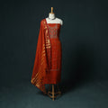 Red - Ilkal Kasuti Embroidery Cotton 3pc Unstitched Dress Material Suit Set 19