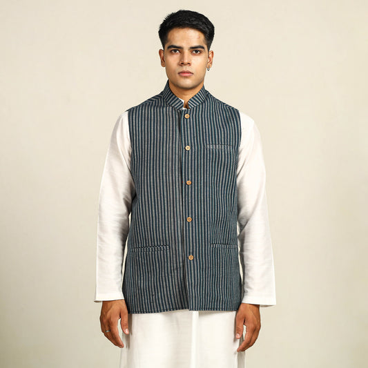Pure Cotton Handloom Men Nehru Jacket 09