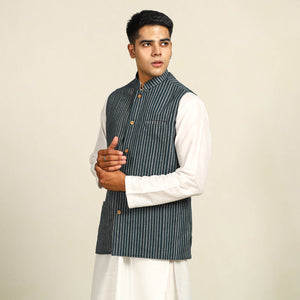 Pure Cotton Handloom Men Nehru Jacket 09
