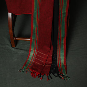 Black - Dharwad Cotton 3pc Unstitched Dress Material Suit Set with Woven Zari Buti Border 02
