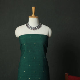 Green - Dharwad Cotton 3pc Unstitched Dress Material Suit Set with Woven Zari Buti Border 03