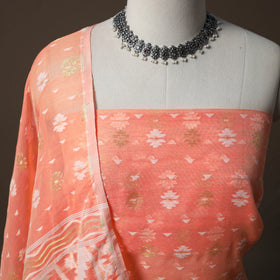 Phulia Jamdani Silk Cotton 2pc Unstitched Dress Material Kurta Set 01