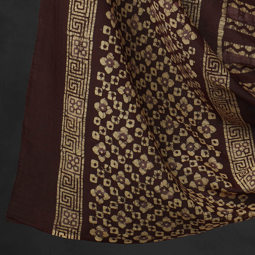 Brown - Kutch Print Cotton 3pc Batik Dress Material 36