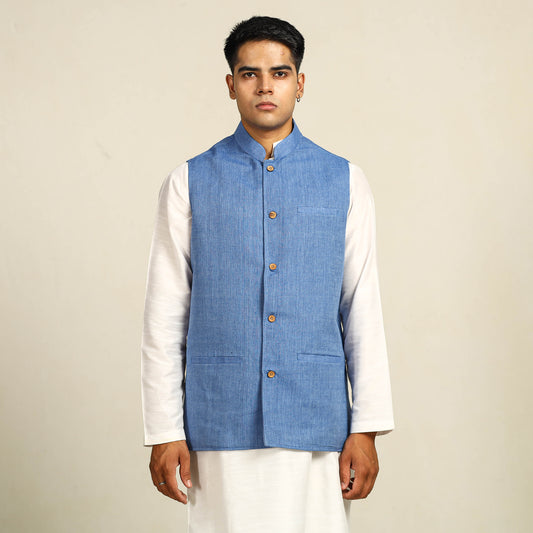 Pure Cotton Handloom Men Nehru Jacket 06
