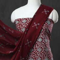 Maroon - Kutch Print Cotton 3pc Batik Dress Material 41