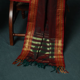 Maroon - Ilkal Kasuti Embroidery Cotton 3pc Unstitched Dress Material Suit Set 23