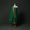 Green - Dharwad Cotton 3pc Unstitched Dress Material Suit Set with Woven Zari Border 06