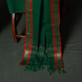 Green - Dharwad Cotton 3pc Unstitched Dress Material Suit Set with Woven Zari Border 06