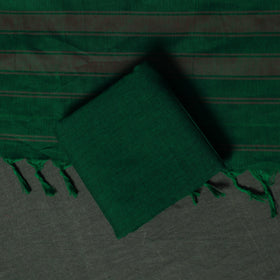 Green - Dharwad Cotton 3pc Unstitched Dress Material Suit Set with Woven Zari Border 06