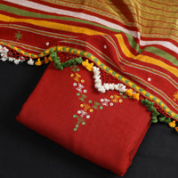 Handwoven Kala Cotton 3pc Kutch Bhujodi Dress Material Set 04