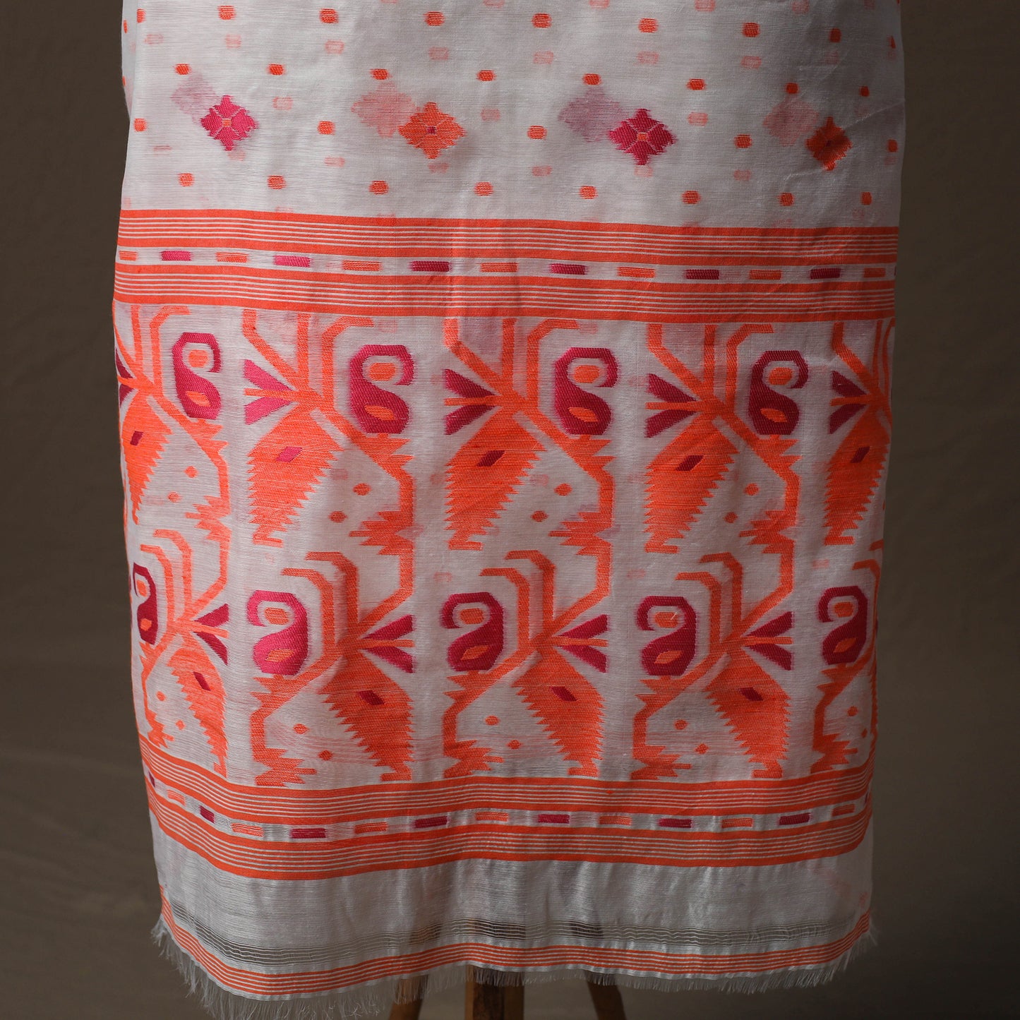 Phulia Jamdani Silk Cotton 2pc Unstitched Dress Material Kurta Set 05