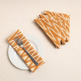 Set of 4 - Orange Pochampally Ikat Weave Cotton Table Napkins (18 x 18 in) 63
