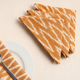 Set of 4 - Orange Pochampally Ikat Weave Cotton Table Napkins (18 x 18 in) 63
