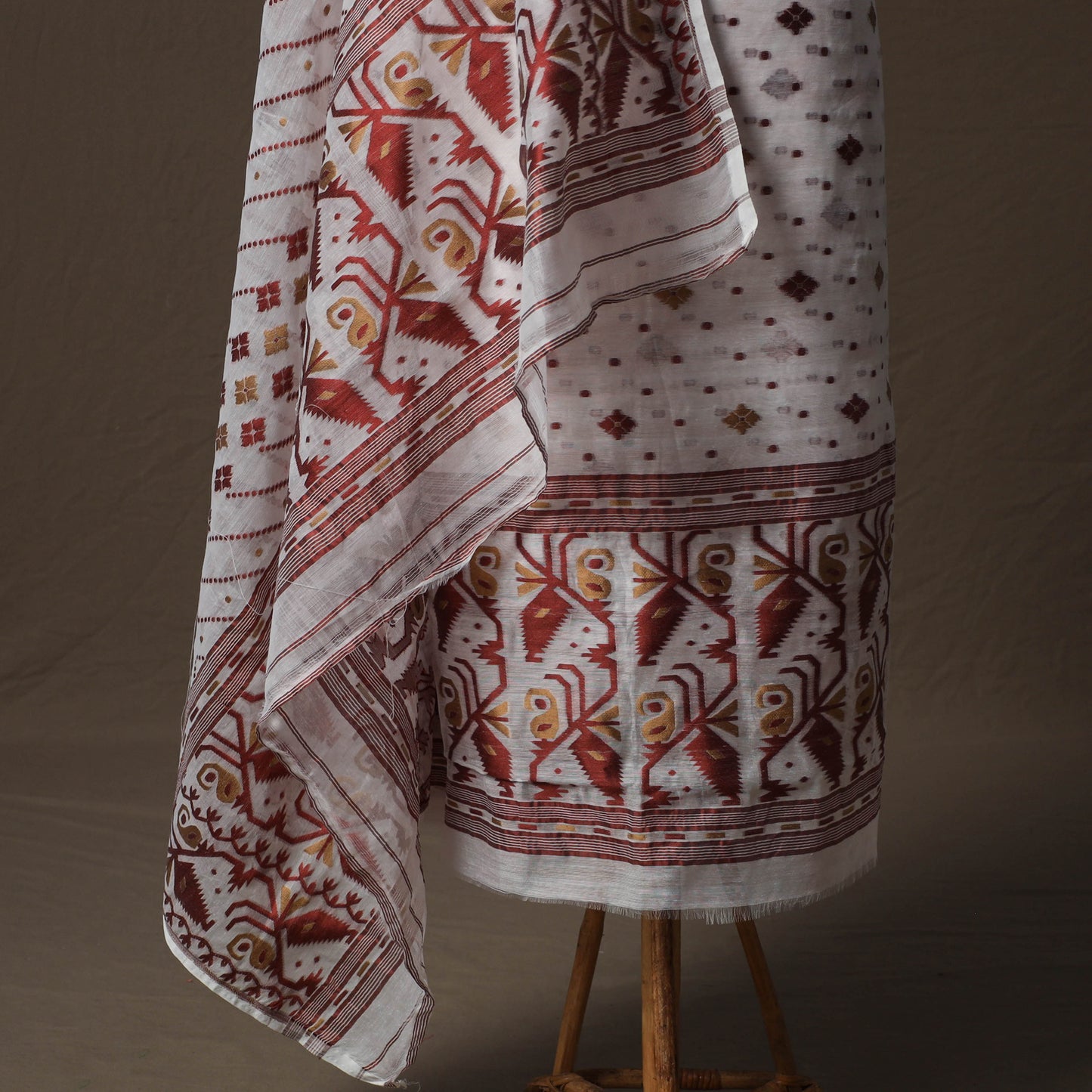 Phulia Jamdani Silk Cotton 2pc Unstitched Dress Material Kurta Set 07