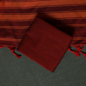 Dharwad Cotton 3pc Unstitched Dress Material Suit Set with Woven Zari Border 08
