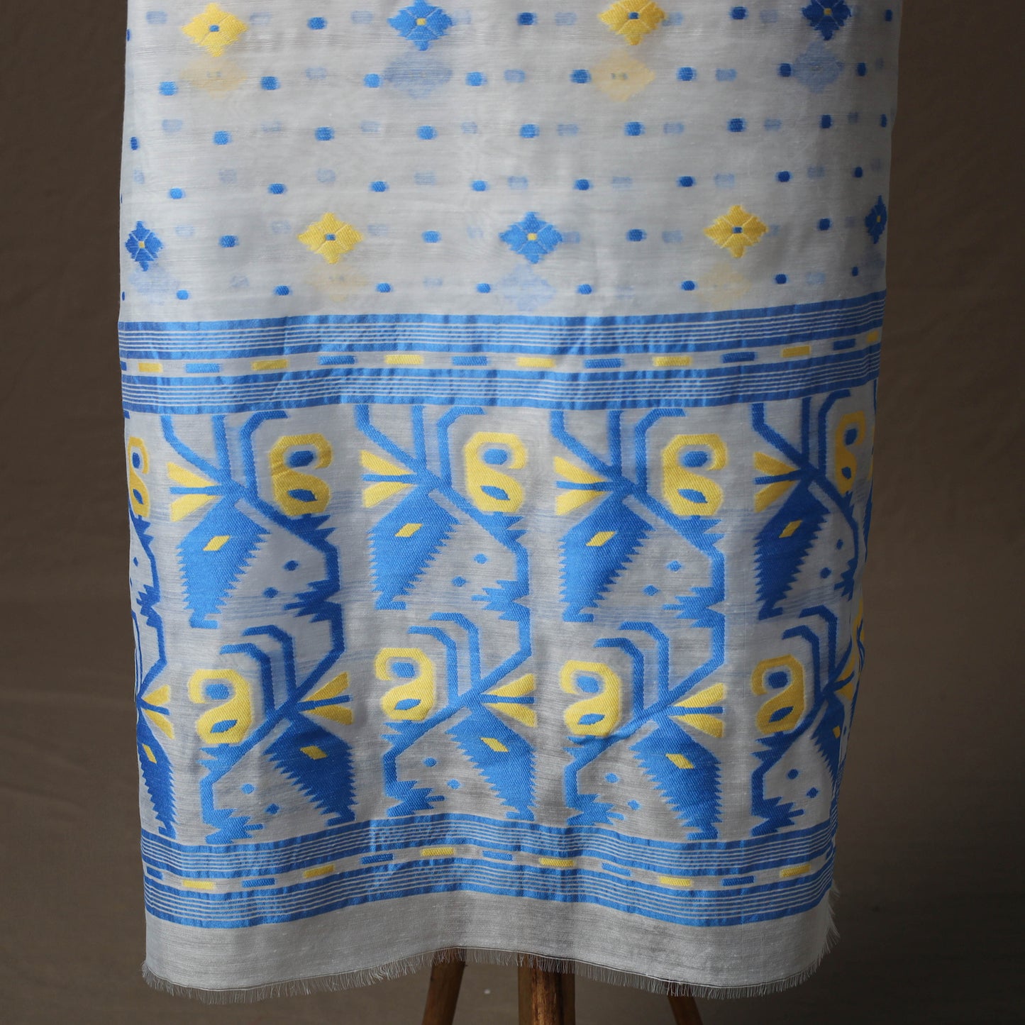 Phulia Jamdani Silk Cotton 2pc Unstitched Dress Material Kurta Set 09