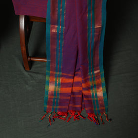 Purple - Dharwad Cotton 3pc Unstitched Dress Material Suit Set with Woven Zari Border 10