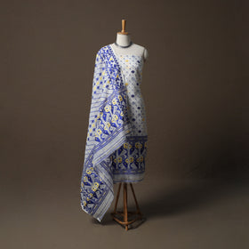 Phulia Jamdani Silk Cotton 2pc Unstitched Dress Material Kurta Set 11