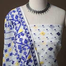 Phulia Jamdani Silk Cotton 2pc Unstitched Dress Material Kurta Set 11