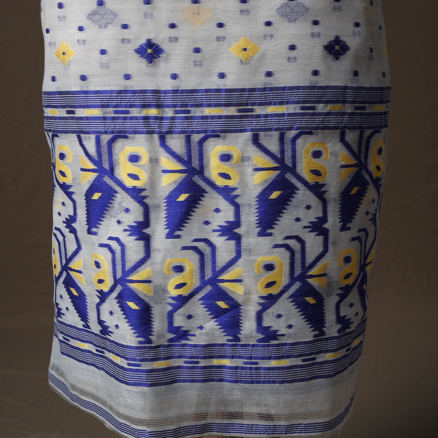 Phulia Jamdani Silk Cotton 2pc Unstitched Dress Material Kurta Set 11