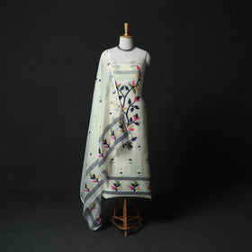 Jamdani Silk Cotton 2pc Unstitched Dress Material Kurta Set 02