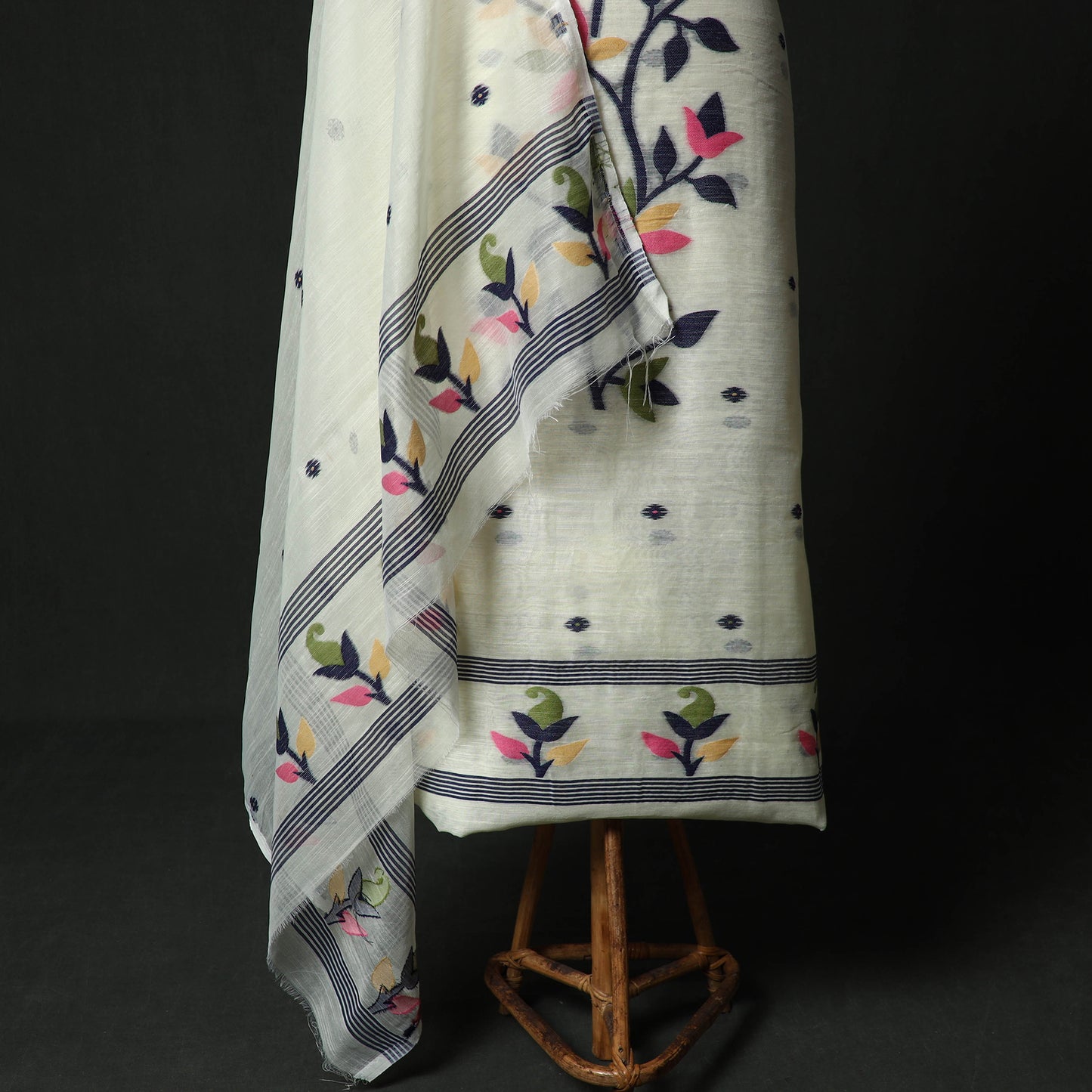 Jamdani Silk Cotton 2pc Unstitched Dress Material Kurta Set 02