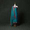 Blue - Dharwad Cotton 3pc Unstitched Dress Material Suit Set with Woven Zari Border 11